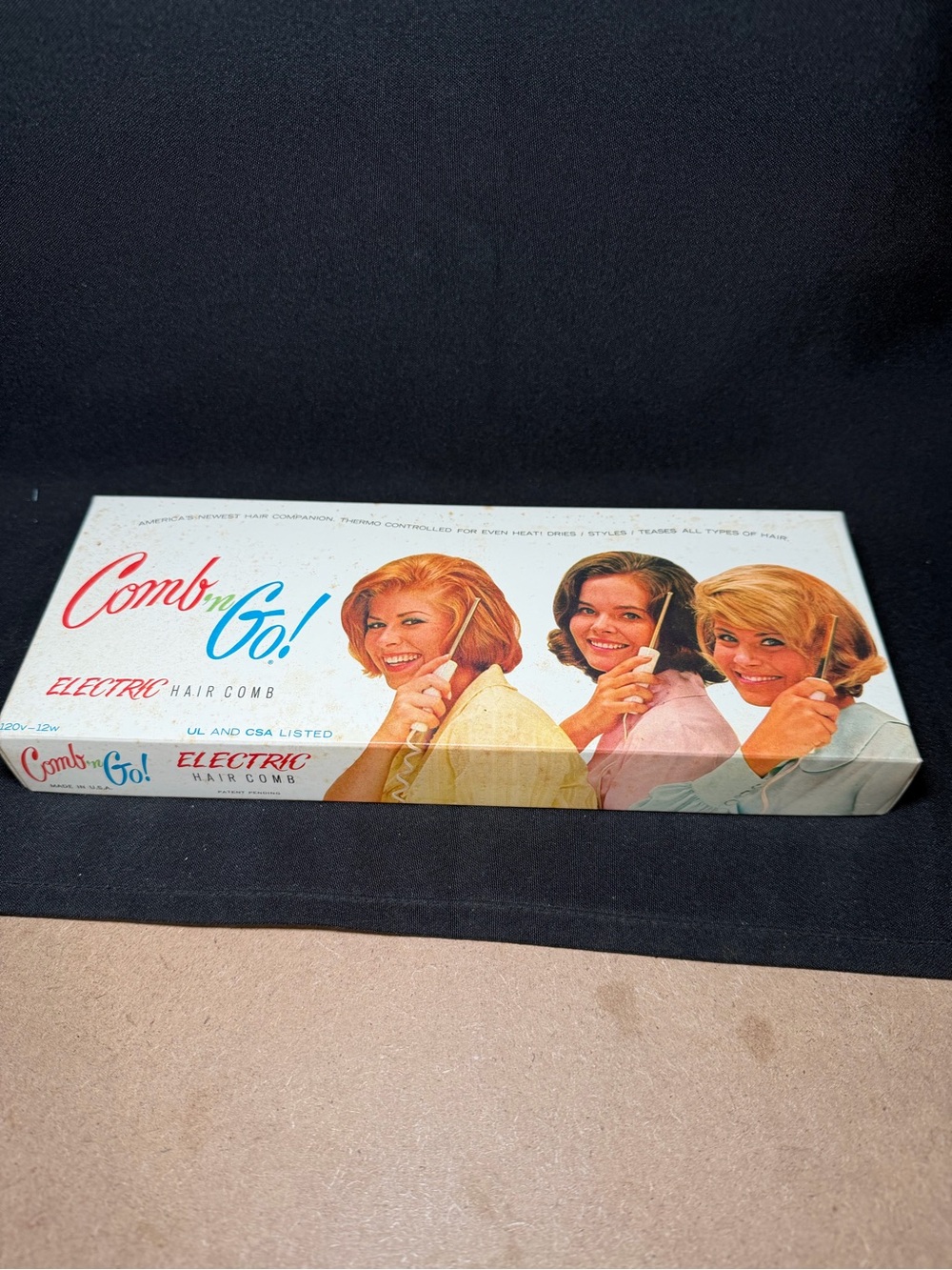 Vintage Comb-n-Go Electric Hair Comb Thermo Controlled Boxed Works